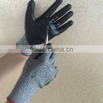 NMSAFETY nitrile dipped hand job cut resistant gloves level 5