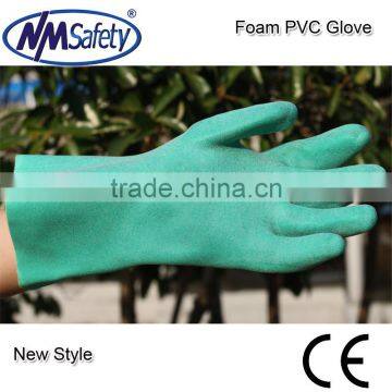 NMSAFETY green PVC glove triple dipping abrasion resistant oil resistant safety gloves /wroking gloves