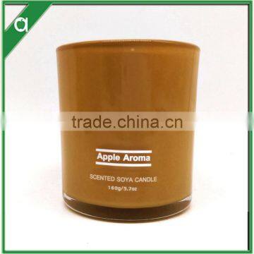 Yellow Color Apple Cinnamon Tripple Scented Soy Blend Wax Candle