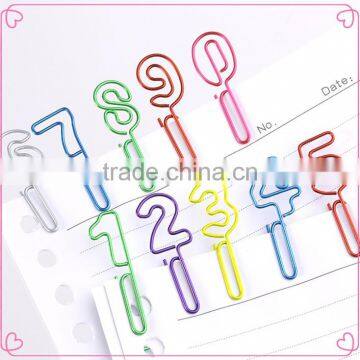 Shiny long metal wire assorted numbers shape colorful paper clips