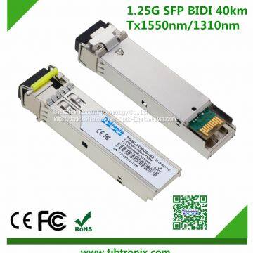 1.25Gb/s 40Km LC BiDi SFP for MIKROTIK Transceiver Single LC, 1550nm Tx/1310nm Rx, DFB Single-mode, DDM