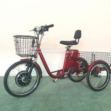 350W 48V Electric Trike with front rear basket,EWheels Adult Electric Tricycle