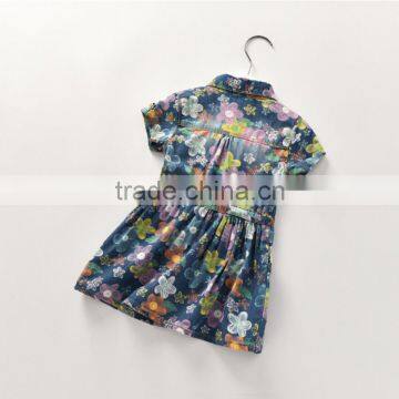 Wash Printing Flower Denim Dresses of the Girls