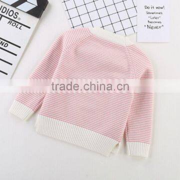 Wholesale Chinese Winter Clothes Kids Striped Cropped Pullover Sweaters With Bowknot photo-5