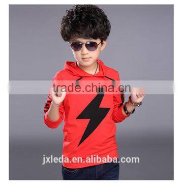 Boys new spring hooded lightning printing long sleeve fleece children sports coat