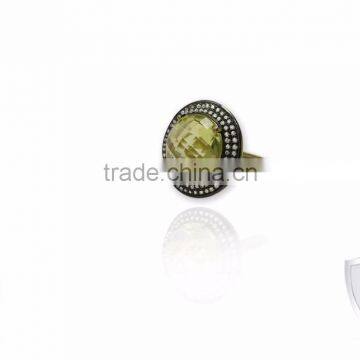 925 Sterling Silver Designer Lemon Quartz Gemstone Ring