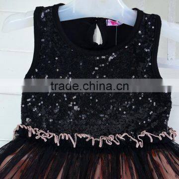 MGOO Elegant High Quality Black Little Girl Sequin Evening Dress Infant Party Dress Dot Tutu Gowns 5058 photo-4