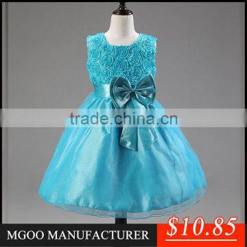 MGOO Girl Dresses Manufacturer OEM Services Sea Blue Children Dresses Short Chiffon Wholesale Dress MGT003-5
