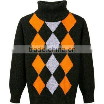 Wholesale Turtleneck Boys Kids Winter Agryle Intarsia Sweater photo-2