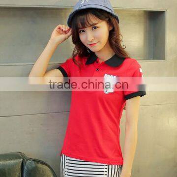 Jiangxi Factory Wholesale Good Sale Sweet Print Cotton Couples Polo Shirt photo-2