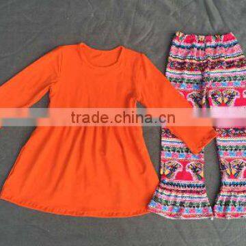Wholesale Happy Fall Halloween Boutique Sets Baby Girls Outfit Wholesale Boutique Outfit Orange Dress Ruffle Pant Remake Outfits photo-5