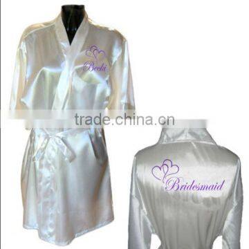 Personalised Heart Satin Wedding Bride Robe / Dressing Gown satin robe