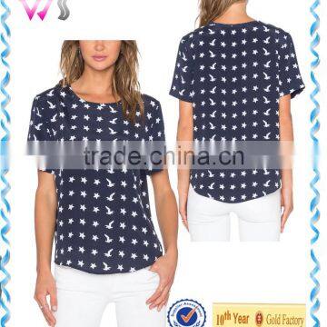 Women's Full-size Printing T-shirts Girls Full Front Print Silk Fabric T-shirt for Girls
