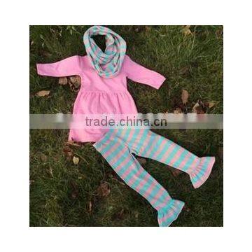 2014 new hot baby girls stripe dress pant set with stripe scarf girls stripe dress pant