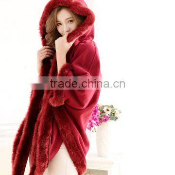 Imitation fur double-sided rabbit fur cap cloak British women's faux fur cloak