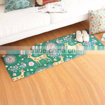 Comfortable Blue Deer Flowers Patterns Sofa Bedroom Carpet Environmental Protection Non-Slip Living Room Rug Home Use