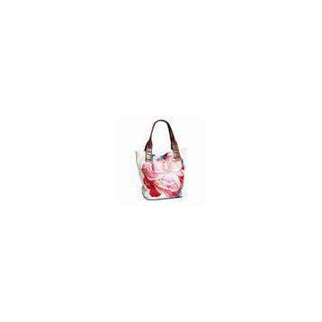 Colorful Flower Trendy Ladies Leather Handbags Zipper Casual Tote Bag For Girls