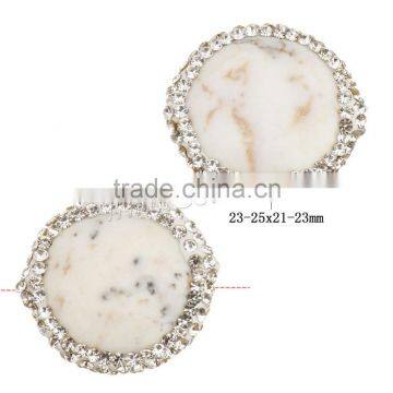 New Flat shape Natural White turquoise beads with Rhinestone hot sale in market