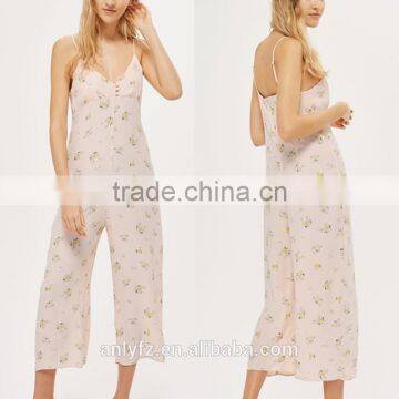 Anly New Arrival European Wide Leg Cami Printed Jumpsuits for Women 2017