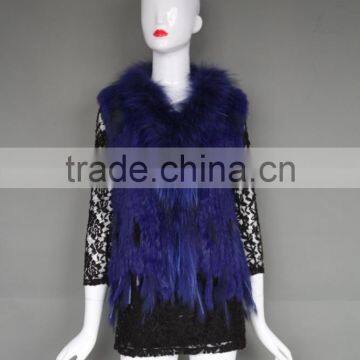 2016 Short Rabbit Fur Vest ,Fur Strap Knit Ladies Coat ,Provide OEM Wholesale