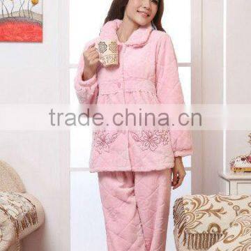 Changshu wholesale high quality 3D printed coral fleece bathrobe/night dress