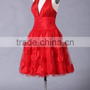 2017 New Designer Ruffle Knee-length Poly Chiffom Evening Dress ED108 photo-2