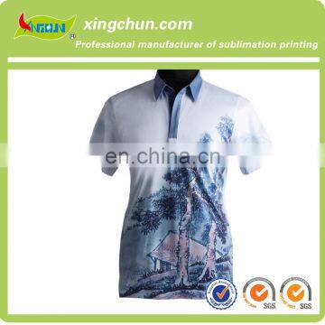 2015 Summer Latest Design Landscape Painting Sublimation Printing Polo t Shirt for Man in Short Sleeve photo-3