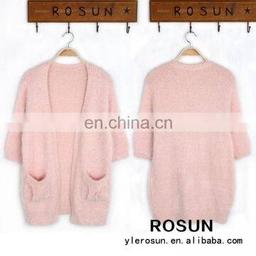 High fashion womens clothing pure color cardigan hand knitted sweater