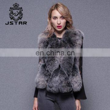 Whole gray real animal fur vest