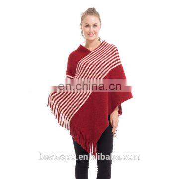 wholesale new design cashmere strip poncho girl oversized sweater