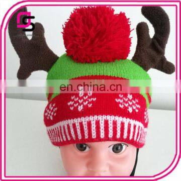 Latest good quality baby caps christmas beanies with cute antlers