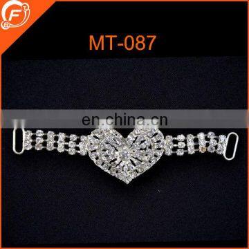 2014 heart shape rhinestone chain trims for women garments decoration necklace trimmings