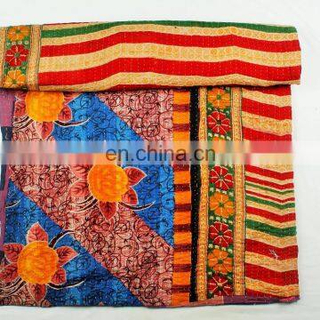 Indian Handmade 100% Cotton Reversible Kantha Blanket/Throw/Quilt/Gudari/Bedspread