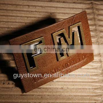 Custom New Vogue Style Laser Brown Leather Patch With Metal for Denim Jeans photo-5