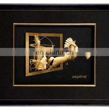 Indian 24k gold leaf frame in picture of Carriage wall hanging picture frame suitable for collection ,free for customized