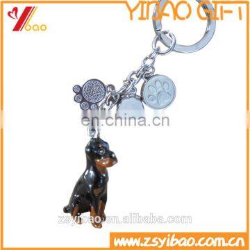 3D hard enamel color dog keychain