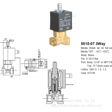 3 Way VITON Seal Direct Acting Coffee Machine and Appliance Brass Solenoid Valve photo-2