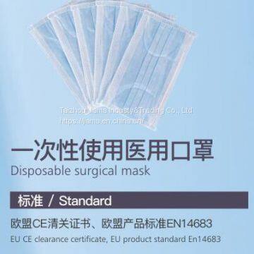 Disposal Mask, 3PLY Face Mask, Surgical, Medical Mask,Earloop Mask, Non-woven with CE Certificate