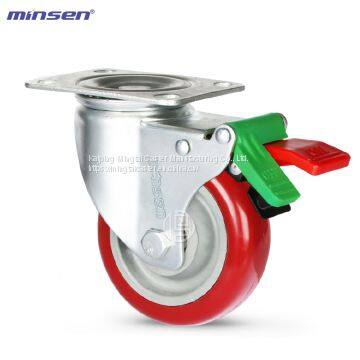 Minsen Heavy-Duty Biaxial Round Face Plastic Core Polyurethane PU Wheel