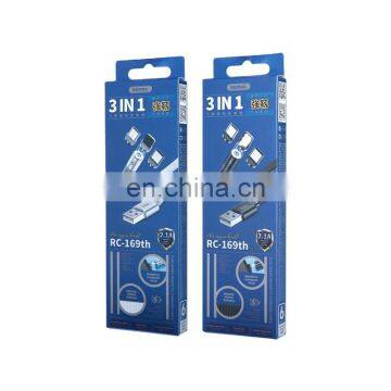 Remax Flag Series RC-169th 1M 360 Degree Charger Usb Type-C Braided 3 In 1 Magnetic Charging Cable for Iphone photo-3