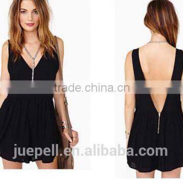 Women Clothes Fashion Black Chiffon Women Jumpsuites And Rompers