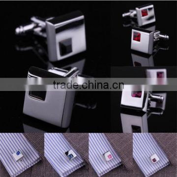 Shirt Cufflinks Wedding Silver Business Mens Wholesale Stainless Steel Crystal