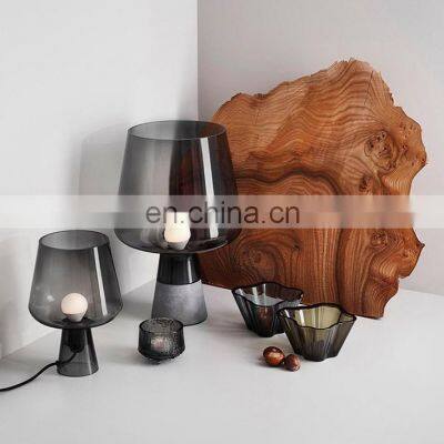 Nordic Gray Glass Table Lamp Cement Modern Creative Bedroom Table Lamp photo-5