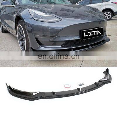 Carbon Fiber Front Bumper Lip For Tesla Model 3 2017-2019 Front Spoiler Splitter