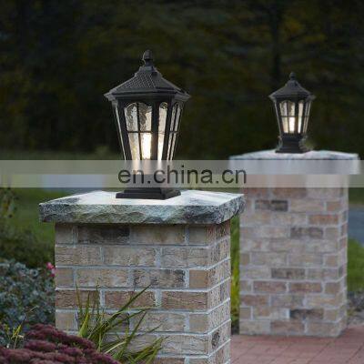 Vintage Outdoor Waterproof Post Light Creative Hot-Selling Fence Landscape Lighting For Garden Gate LED Solar Column Lamp