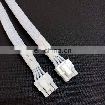 White Sleeved Pcie Splitter 8 Pin Female to Dual 8P(6+2)pin Male GPU VGA Power Cable Express Adapter Power Cable