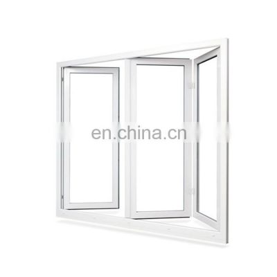 Double Tempered Glass Partition Exterior Patio Conch UPVC PVC Accordion 4 Bi Folding Glass Door with Grill