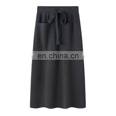 100% Spring Cashmere Knitted Skirt for Women Fashionable Solid Color Design Stock