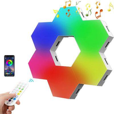 New APP Rgbic Led Hexagonal Wall Light 6 Packs Music Sync Gaming Room Decor Wall Lighting Hexagonal Light With Remote Control