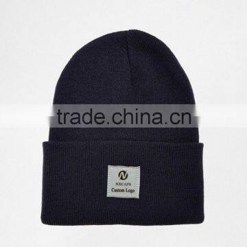 Custom Acrylic Watch Beanie Hat Blank Woven Label Logo photo-5